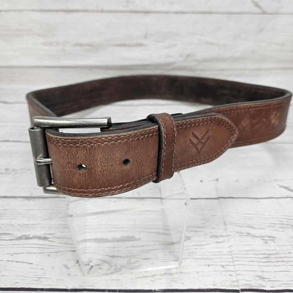 Mens Hawx Work Belt Leather Brown 1.5" Size 32